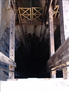 Going down No. 14 Shaft at Gold Reef City to visit the museum situtaed on level 5 of the mine (some 226m below surface)(photo by J Jay June 2012)